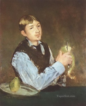 エドゥアール・マネ Painting - 梨の皮をむく若い男性 エドゥアール・マネ
